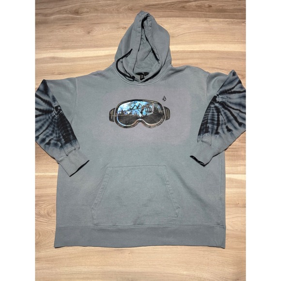 Volcom Other - Volcom Hoodie Mens Large Blue Goggle Graphic Tie Dye Sleeve Skate Snow H4152305
